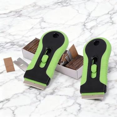 Imagem de Raspador de lâmina de barbear retrátil de plástico 10 peças – removedor de tinta adesivo adesivo de superfície segura para carros, janelas e caminhões