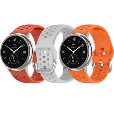 Imagem de HAOZHI 3Peças 20mm Pulseira Compatível para Amazfit Active 2,Active 2 Square,GTS 2 4 Mini,GTS 4 3,GTS 2 2e,Bip 3 3 Pro,Bracelete Correia Cinta Alça de Substituição para Bip U Pro,Bip S Lite (Vermelho+Cinza Claro+Laranja)