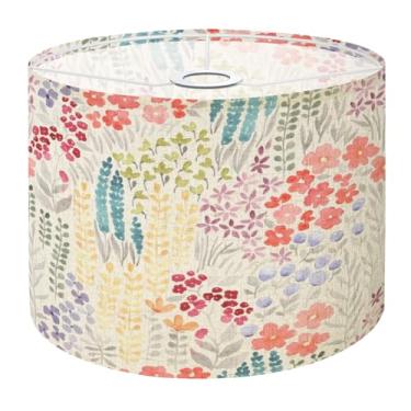 Imagem de Abajur de tambor Boho – 28 x 28 cm x 22,6 cm Flores de prado floral sem costura padrão aquarela flores silvestres coloridas substituição natural abajur de linho natural para candeeiros de mesa