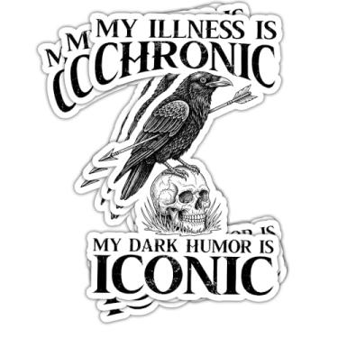 Imagem de HOSALA Adesivo icônico My Illness Is Chronic My Dark Humor Is Iconic (7,6 cm - 3 peças) Adesivo de neurodiversidade neurodivergente, presente de doença crônica, decoração para laptop, tablet
