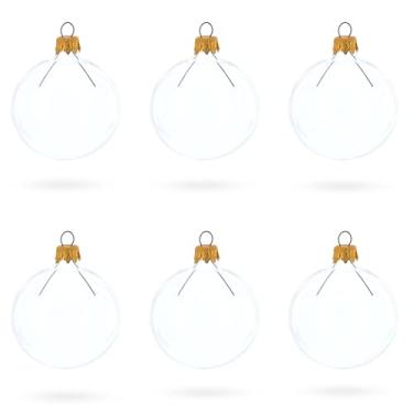 Imagem de Conjunto de 6 enfeites de Natal de bola de vidro transparente de 6 cm