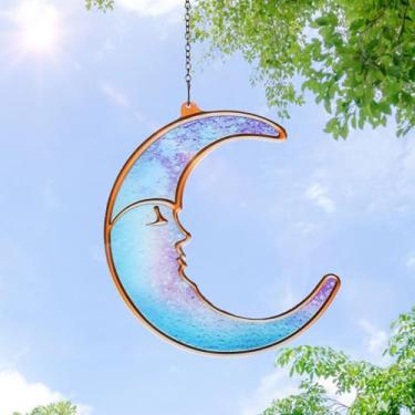 Imagem de VCUTEKA Decoração de parede de Halloween, lua, parede, arte, vitral, janela, decoração de 30 cm, painel de vidro pintado à mão, enfeites de Halloween, decoração interna para casa, presente para avó