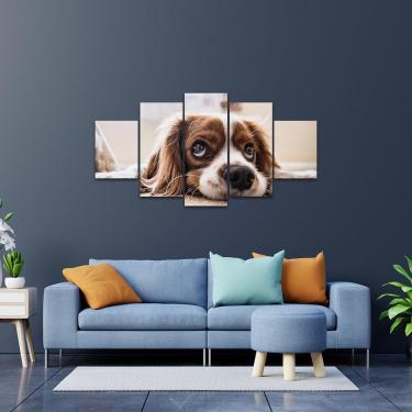 Imagem de Kit Placa Quadro Decorativos 5 Pç 3d Borda Infinita Cachorro