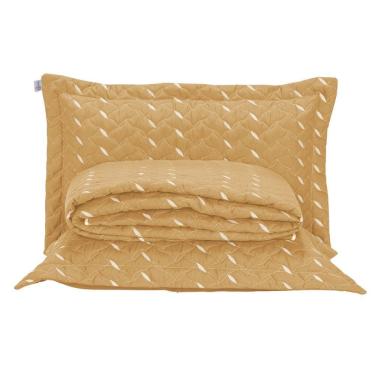 Imagem de Cobre Leito Bordado 400 Fios Heitor Casal Queen 100% Poliéster - Amarelo