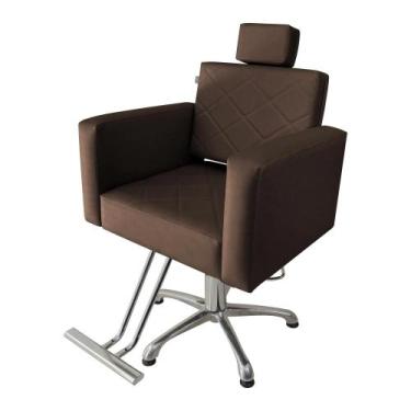 Imagem de Cadeira Evidence Hidráulica Fixa para Salão Estofado Marrom - moveis e