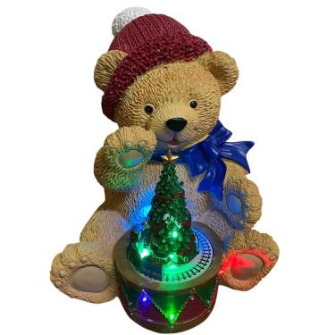 Imagem de Enfeite Natal Urso Arvore Natalino Decoraçao Led Som Ursinho Casa Recepçao Mesa Loja Evento Festa Fim De Ano