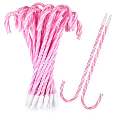 Imagem de Gueevin 100 canetas esferográficas de bengala doce de Natal com tinta preta, boneco de neve, guarda-chuva, bengala, para presentes de Natal, lembrancinhas de festa de Natal (rosa branca)