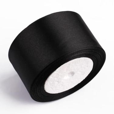 Imagem de Fita de cetim preta de 5 cm x 25 m para rosas eternas, buquês de flores, embrulho de presente, artesanato DIY, chá de panela, decoração de casamento