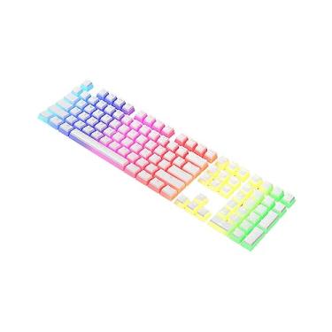 Imagem de pbt pudim keycap 108 teclas pbt keycap conjunto com sensação de mão fosca para teclado mecânico branco (apenas teclas)