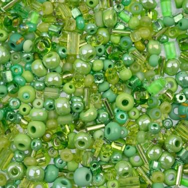 Imagem de 50 g Barra de contas John Bead sortidas verde claro mistura de contas de vidro tcheco para artesanato faça você mesmo, joias, pulseira da amizade, colar, brincos, fabricação de berloques de telefone