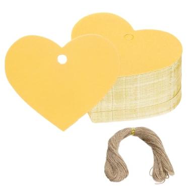 Imagem de PATIKIL Etiquetas de presente com cordão, 200 peças de etiquetas de papel em branco em forma de coração etiquetas de embrulho de presente com barbante de juta para lembrancinhas de festa de