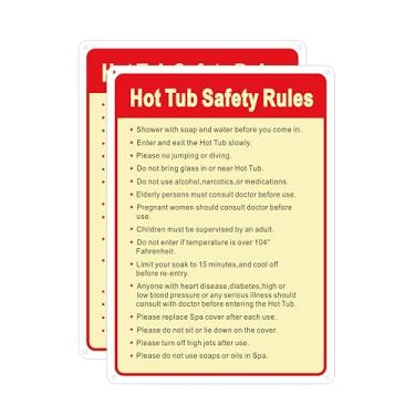 Imagem de Pacote com 2 placas de regras de segurança para banheira de hidromassagem, placas de regras de spa para banheiras de hidromassagem, 35,5 x 25,4 cm, decoração de piscina ao ar livre, placa de alumínio