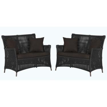 Imagem de 2 Sofás área Externa Igapó Alumínio Marrom Corda Náutica E9 Preto