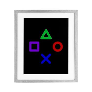 Imagem de Stupell Industries Formato de botão de jogo impressão emoldurada cinza sob vidro, design por Kim Allen, 21 x 17