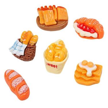 Imagem de Ímãs de geladeira 3D para alimentos em miniatura, 6 unidades, resina, 