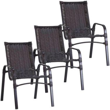 Imagem de 3 Cadeiras Emily Com Pintura Eletrostática Trama  Tabaco