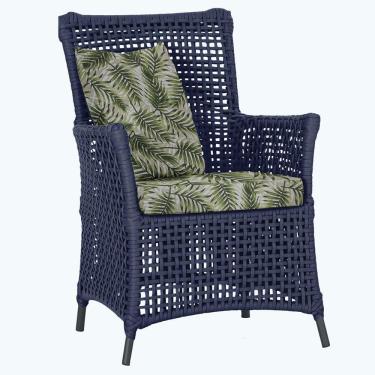 Imagem de Poltrona Igapó Alumínio Micro Pintura Preta Corda Náutica E5 Azul