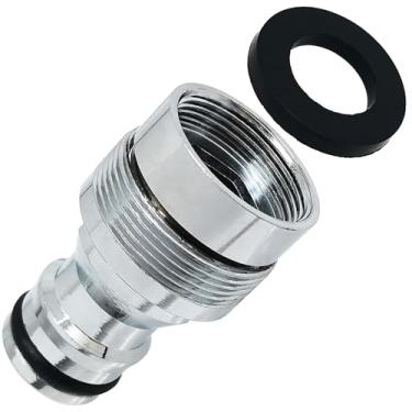 Imagem de 1 kit adaptador de conector rápido de torneira de latão, rosca fêmea de 20 mm x conector de passo de 1 mm, adaptador universal de torneira para máquina de lavar e lavadora de pressão (prata)