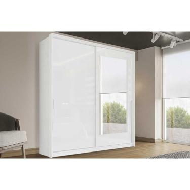 Imagem de Guarda Roupa 2 Portas De Correr (1 C/ Espelho) E 2 Gavetas Porto Branco - Politorno