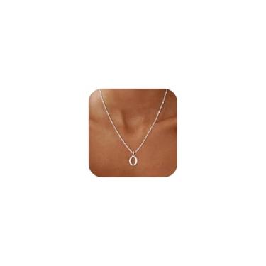 Imagem de GRCLD Colares com inicial para mulheres – Colar com letra banhada a ouro 14 K, corrente personalizada, elegante, elegante, não mancha, colar único com pingente fofo, joia de presente para mulheres