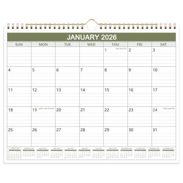 Imagem de Qzyoneei Calendário 2025-2026, calendário de parede de julho de 2025 a dezembro de 2026, calendário de 18 meses para facilitar o planejamento escolar/casa/escritório, 37 x 29 cm, verde