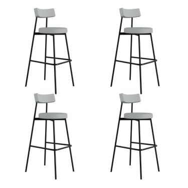 Imagem de Banqueta Alta Stout Ae: 100 / Aa: 75cm C/04 Un. Bqst7510.4 Courino Saturno Off White Cn.saturno Off White