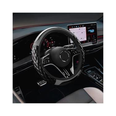 Imagem de ZNDAW Capa de volante, protetor de couro, amortecimento confortável para volantes de 35 a 38 cm, respirável, antiderrapante, envoltório de roda automática, decoração de interiores de carro para