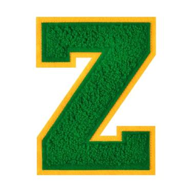 Imagem de 1 Patch de letra de chenille verde de 11,4 cm – Adesivos do alfabeto para roupas, jaquetas, mochilas, chapéus para decoração personalizada, nome personalizado e artesanato. (Z)