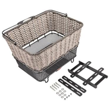 Imagem de YIJU Cesto de armazenamento traseiro genérico para bicicleta com alça, fácil de instalar, ideal para viagens, deslocamentos diários e passeios ao ar livre, Bege