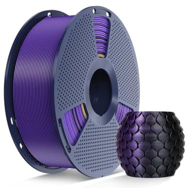 Imagem de SUNLU Filamento PLA de seda de duas cores, filamento de impressora 3D PLA de seda 1,75 mm, filamento de impressora 3D de seda brilhante bem enrolado, precisão dimensional +/-0,02 mm, carretel de 1 kg