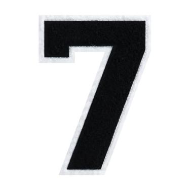 Imagem de Patch de número de chenille preto de 15 cm – aplique bordado grande universitário para jaquetas, camisas, moletons com capuz, bolsas e jeans – decoração de roupas DIY, uniforme de equipe e presente (1