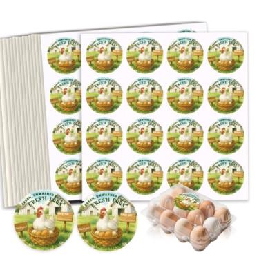 Imagem de GOMAKERER 320 etiquetas de caixa de ovos de galinha, 5 cm redondos coloridos adesivos de manuseio de ovos de galinha para casa de fazenda adesivos de embalagem de ovos frescos para caixa recipiente