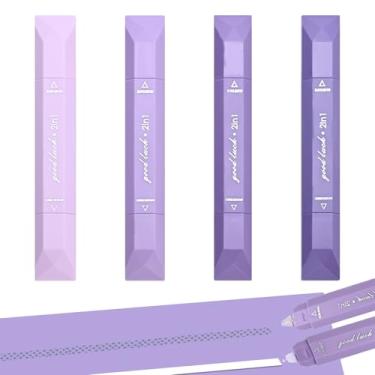 Imagem de Temiary 4 peças de fita corretiva branca 2 em 1 e conjunto de rolos de dupla face, fitas estéticas lisas com fita adesiva para material de escritório escolar (roxo)