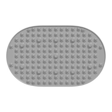 Imagem de MotiveTech Tapete de Acupressão para Os Pés, Almofada para Os Dedos para Pedestres, Almofada de Massagem Reflexológica para Os Pés em Pé, Pata Cinza em Formato de Pata, Tamanho real