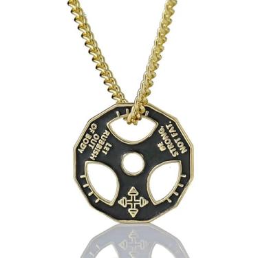 Imagem de Novalune Colar com halteres para homens, placa de peso e pingente de barra, joia de treino de aço inoxidável para academia, colar de levantamento de peso para levantadores sérios - presente de Natal