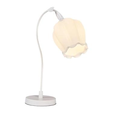 Imagem de LUMINÁRIA DE MESA VERDE LÍRIO,LUZ DE LEITURA MODERNA PARA CRIADO-MUDO E QUARTO(LA1019-Branco)