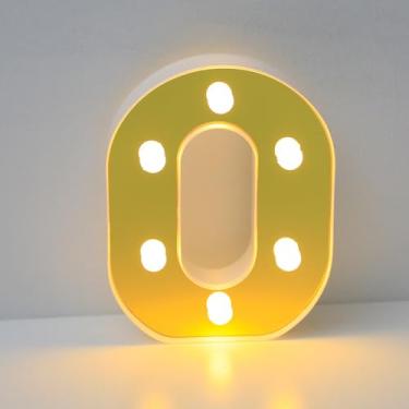 Imagem de Luz LED dourada com letra O - Lâmpada neon decorativa de aniversário/pedido/festa (bateria não incluída)