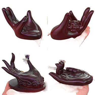 Imagem de Suporte de bola de cristal resina Buda com uma mão base de estátua para exibição de escritório doméstico Fengshui ornamento de decoração para esfera de 40-60 mm (A-Pequeno)