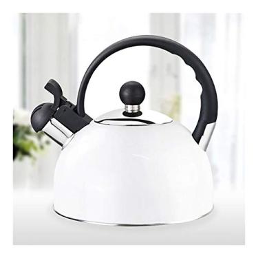 Imagem de Chaleira de chá assobiando, fogão, aço inoxidável 304, 2L, acampamento, apito, bule de chá, utensílios de cozinha, bules de cozinha (uma cor branca)