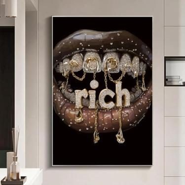 Imagem de Arte de parede em tela de mulher afro-americana impressão de moda de luxo abstrato menina negra pôster moderno luxo menina parede pôster moda pintura abstrata impressão afro-americana 40 x 61 cm sem