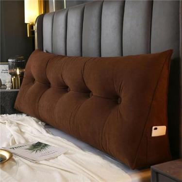 Imagem de Almofada triangular grande de leitura, cabeceira de dormitório, encosto de cama, suporte de posicionamento para encosto, almofada de descanso de cama com capa removível, tamanho casal