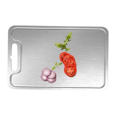 Imagem de Tábuas de corte de titânio para cozinha, tábuas de corte de titânio grandes e seguras | Suprimentos de cozinha de dupla face antiderrapantes para chef doméstico, churrasco, restaurante, apartamento