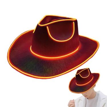 Imagem de Chapéu de cowboy de LED, chapéus de vaqueira brilhantes para mulheres e homens, chapéus de neon com glitter, bonés de cowboy modernos para aniversário de discoteca