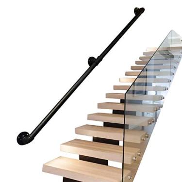 Imagem de FZZIBQYR Grade de escada para segurança interna/externa, corrimão de escada para escadas, design de tubos, rampa para escadas internas, degraus externos, janelas, terraços, varandas com