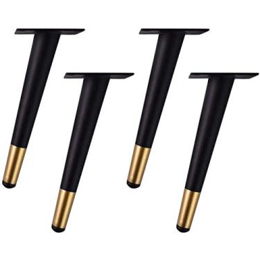 Imagem de LUOFDCLDDD Pernas de móveis, 4 pernas de suporte inclinadas de mobiliário, pernas inclinadas de metal, pernas de sofá, pernas de gabinete, pernas de armário, pernas de mesa, pés de substituição, preto