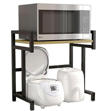 Imagem de HHHJQFAAT Suporte para micro-ondas Rack de forno de microondas Rack de panela de arroz rack de armazenamento de mesa doméstico organizador de suprimentos de cozinha suporte de impressora (Siyah 40
