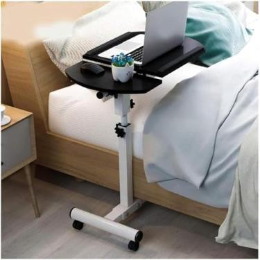 Imagem de GLETSF Mesa de cama inclinável e elevadora, mesa de computador de altura ajustável, estrutura de aço, mesa para laptop, D-60 cm x 40 cm