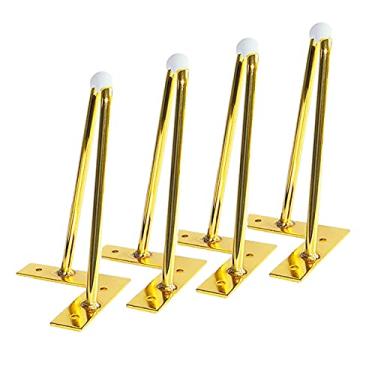 Imagem de ZJYWMM 4 pernas de móveis pés de móveis pernas grossas de armário ferragens acessórios de móveis pernas de mesa pés de sofá pés de metal para móveis, dourado (20 cm)