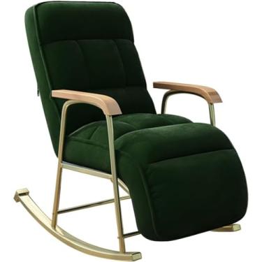 Imagem de Cadeira de balanço moderna de veludo com encosto ajustável para sala de estar verde (tamanho único verde)