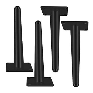 Imagem de 4 Peças Pernas de Móveis Cone Reto Pés de Metal Suporte Pés de Armário Pés de Mesa Pernas de Sofá, Acessórios de Hardware Pernas de Suporte, Preto (20 cm)